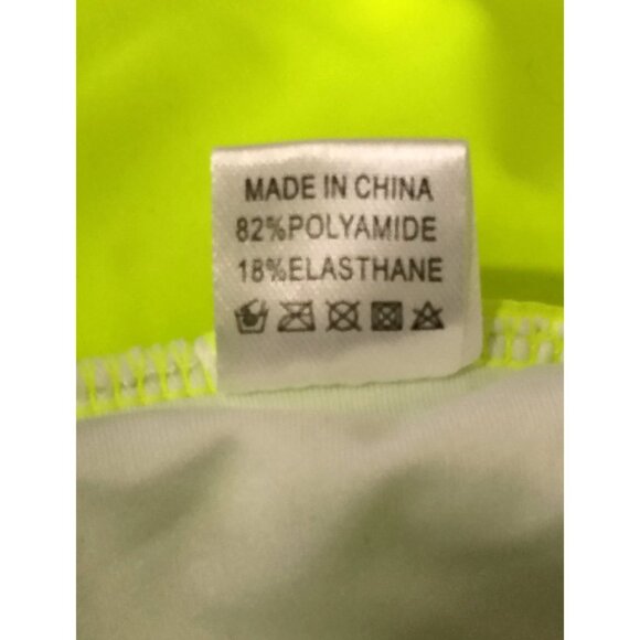 Neon Yellow V-Neck Halter Top High Waisted Mesh Sides Bottom Bikini Set Size 2XL - Picture 9 of 10